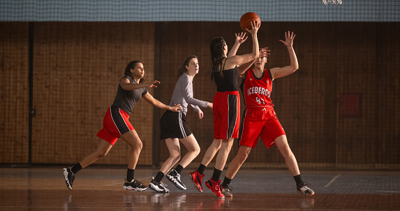 Female High School Basketball Player Shooting Basket Free Throw