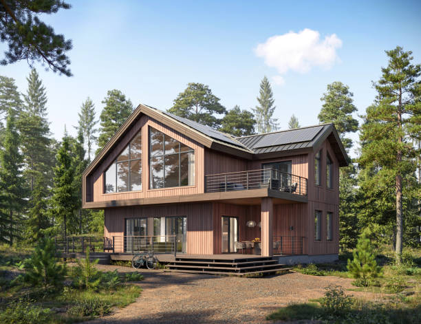 istock 3D rendering exterior of a forest house on summer day 1516936025