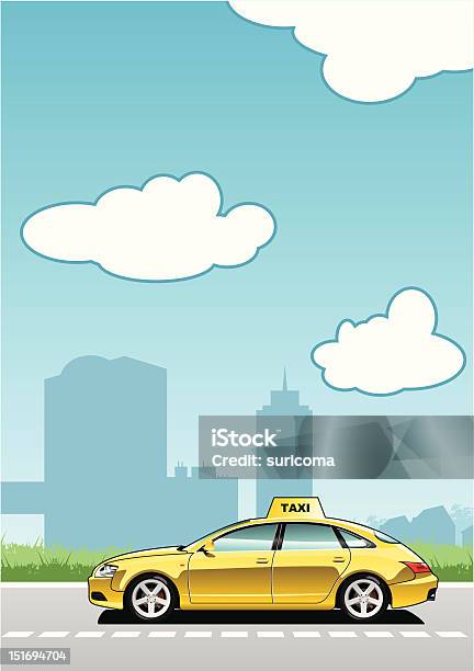 Taxi Stock Illustration - Download Image Now - Blue, Car, Grass