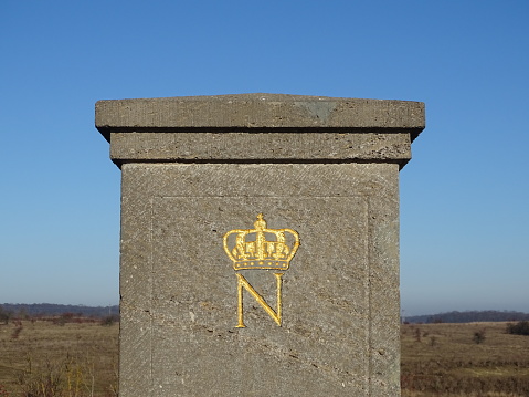 Napoleon stone as a monument to Napoleon's battle around Jena Auerstedt in 1806. A crown and the letter N for Napoleon are engraved on the stone.