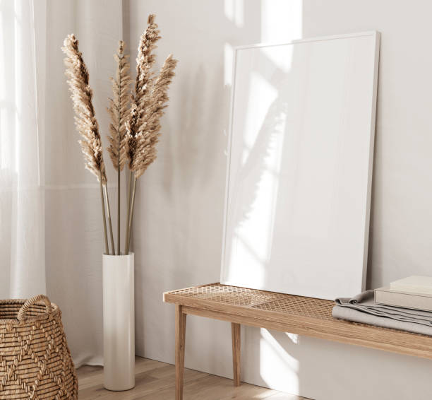 istock Frame mockup, Home interior background, Room in beige pastel colors, 3d render 1517001687