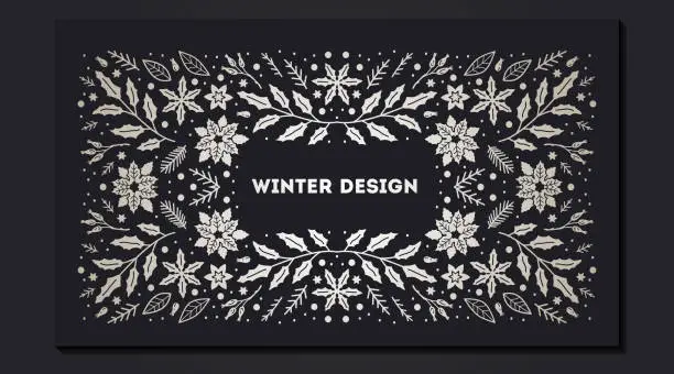 Vector illustration of Luxury Christmas frame, abstract sketch winter design templates for package