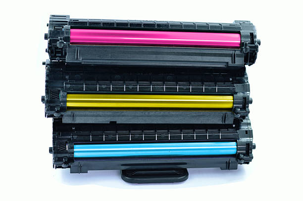 Color cartridges for laser printer stock photo