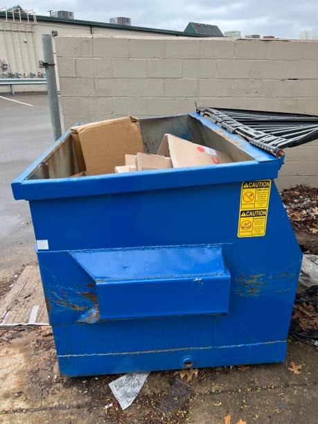 istock Blue dumpster behind a strip mall. 1517048419