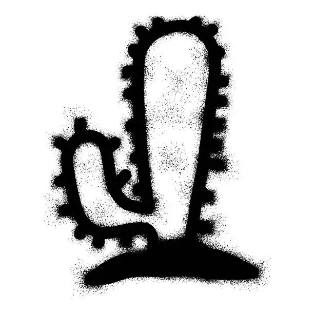 Vector illustration of Cactus graffiti with black spray paint
