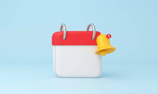 istock 3D Calendar with Bell notification. deadline on blue background. 1517102248