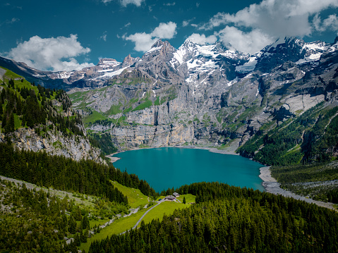 Thun cityspace with Alps mountain and lake in Switzerland