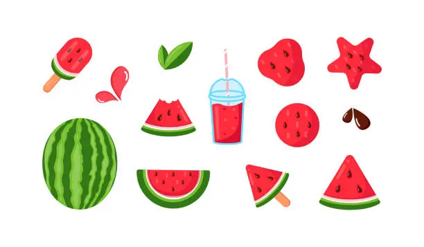 Vector illustration of Set of watermelon.