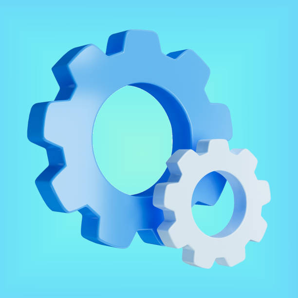istock Realistic blue and white gears sign 3d Illustration icon on blue background 1517173738