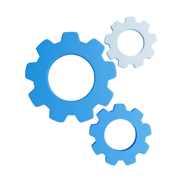 istock Realistic blue and white gears sign 3d Illustration icon on white background 1517173742