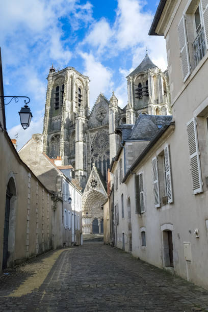 istock Bourges, old houses, with the cathedral 1517186730