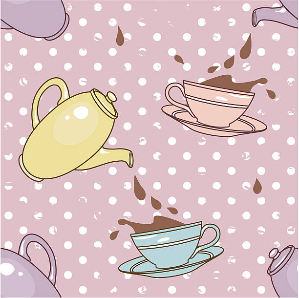 stockillustraties, clipart, cartoons en iconen met cups-and-splashes-pattern - hot chocolate purple