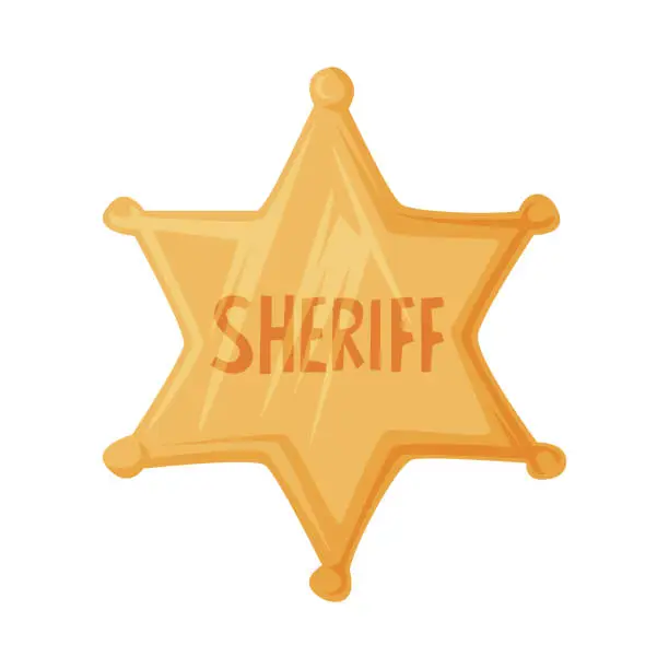 Vector illustration of Golden Sheriff Star Badge as Wild West Object Vector Illustration