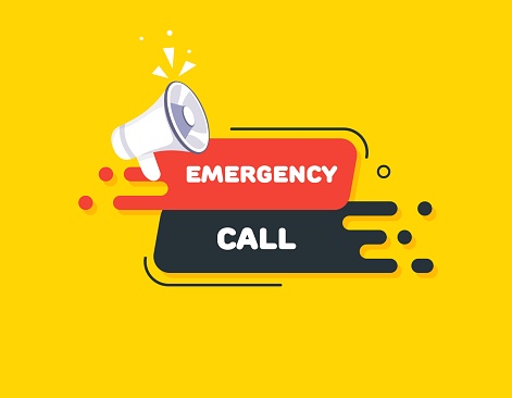 Emergency call. Flat, color, emergency call banner. Vector illustration.