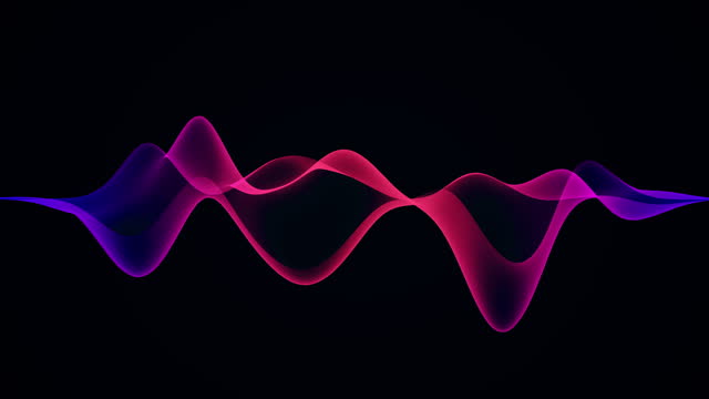 3D colourful visualisation of voice record. 4K wavy abstract animation
