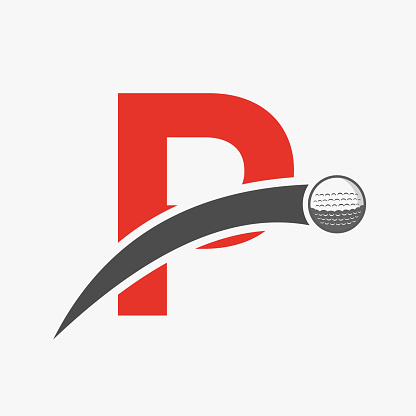 Golf  On Letter P Concept With Moving Golf Ball Icon. Hockey Sport type Symbol