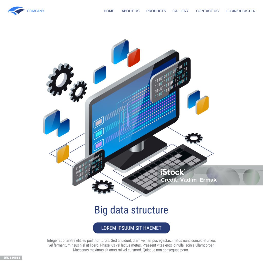 Big Data Structure 3d Isometric Vector Concept Stock Illustration ...