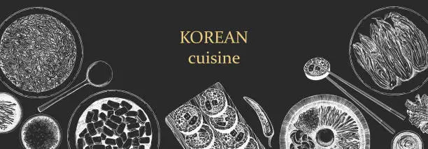 Vector illustration of Korean Restaurant Menu.