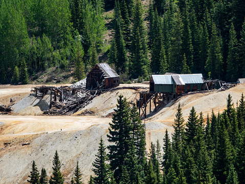 19th and early 20th century mining ruins high in the San Juan Mountains near Silverton, Colorado.