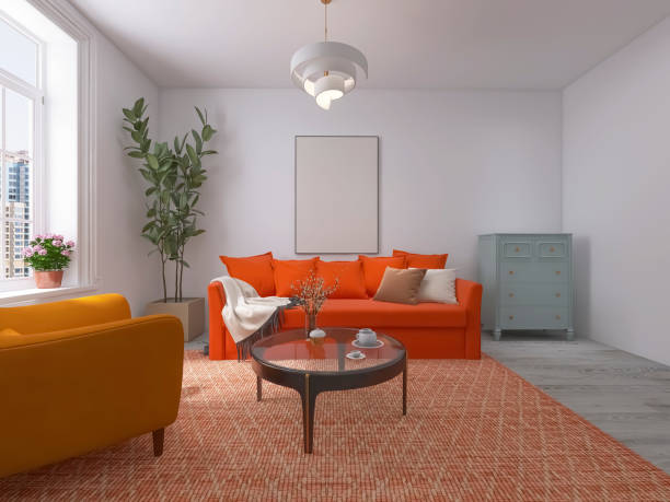 istock Living room design 3d render, 3d illustration 1517413182