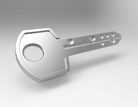 Single key, isolated on white background