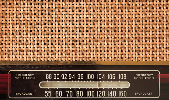 Close up of a vintage radio dial