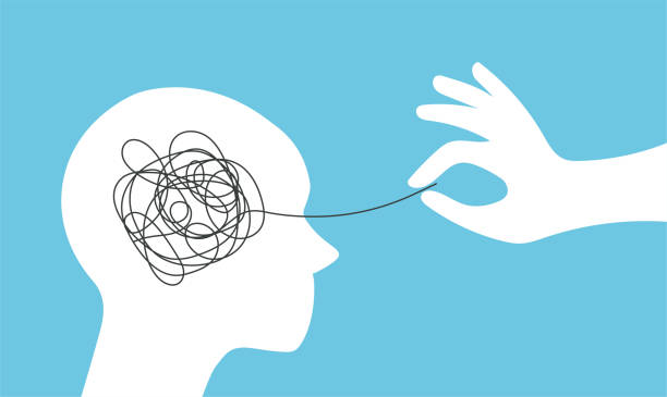 illustrazioni stock, clip art, cartoni animati e icone di tendenza di metafora astratta della psicoterapia. - ansia