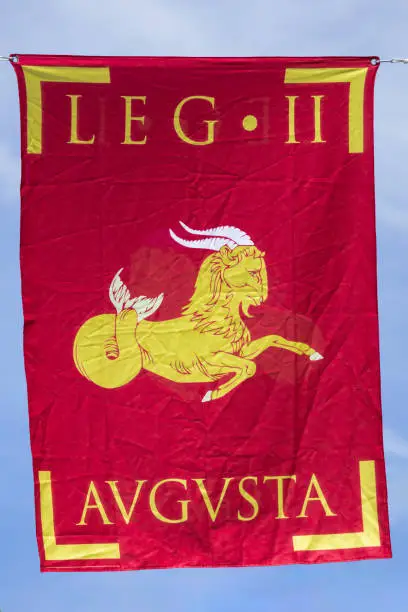 vertical view of the banner of the II Roman legion, Augusta