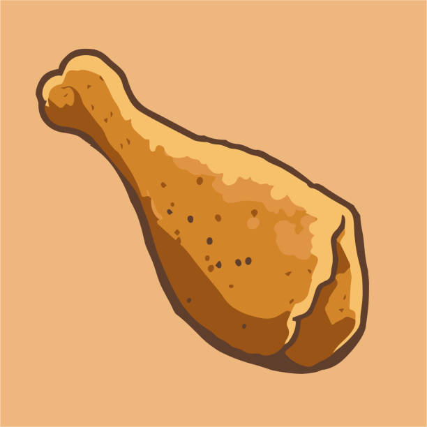 stockillustraties, clipart, cartoons en iconen met fried chicken leg, vector illustration - kippenpoot