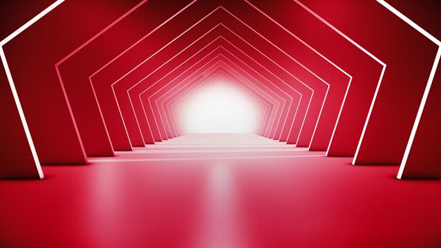 Futuristic tunnel. The concept of illuminated corridor, interior design, spaceship, abstract, science, technology, science, architecture, industry, red carpet, shiny, indoor, station, clean, imagine