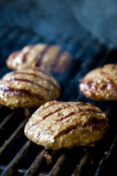 Hamburgers cooking on the grill