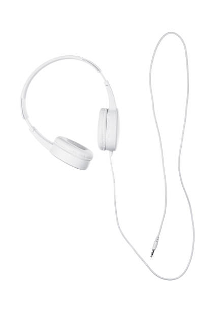 istock Headphones with cable close up isolated on white background 1517638726