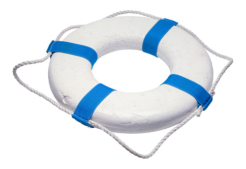 Used Life Preserver Cut Out on White.