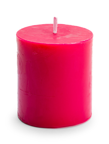 Small Red Candle Cut Out on White.