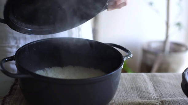 istock Japanese rice in a pot for Japanese breakfast 1517777831
