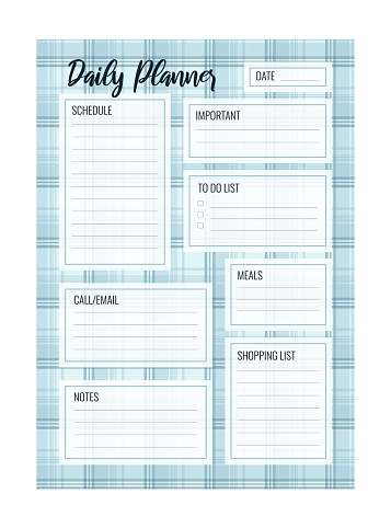 Daily Planner Printable Vector Template Blank Organizer Page A4 A5 Daily Planner Printable Vector Template Blank Organizer Page A4 A5