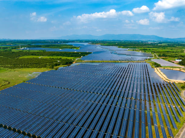 istock Solar power, photovoltaic panel power station 1517835641