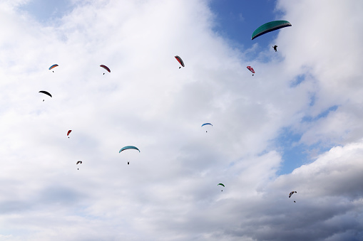 Paragliding in the sky.