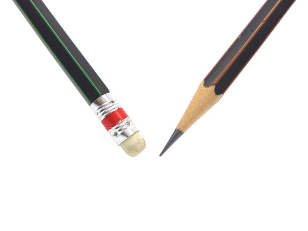 istock Two pencil with eraser isolated on white background. 1517844822