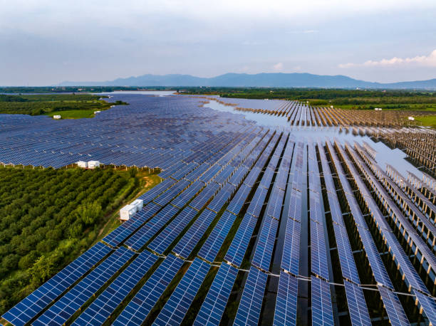 istock Solar power, photovoltaic panel power station 1517865306