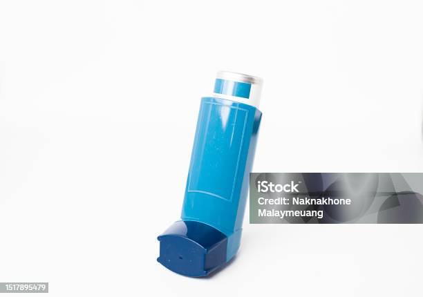 Blue Recue Inhaler Blue Asthma Inhaler Stock Photo - Download Image Now - Aerosol, Air ...