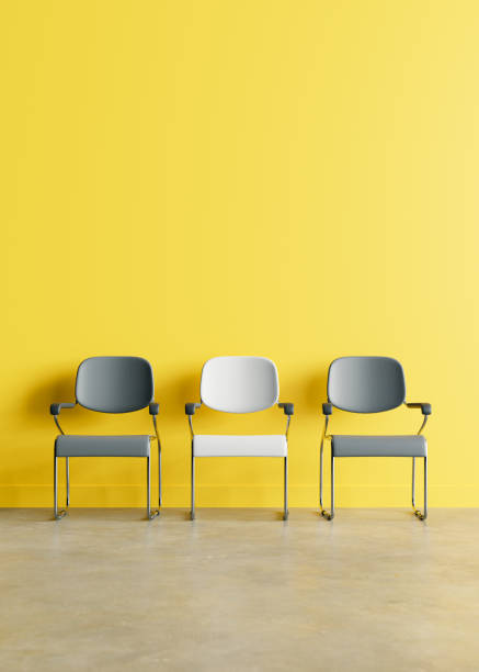 Concept background with chairs in waiting room for job interview, 3d rendering