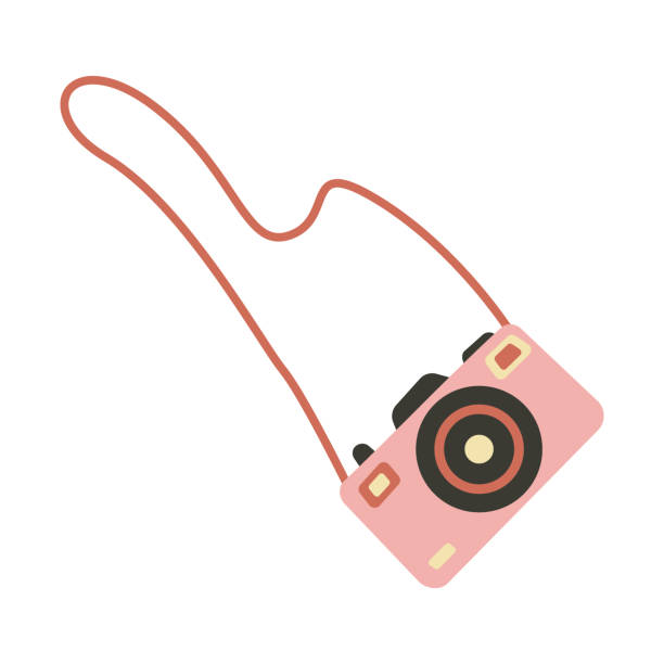 ręcznie rysowany aparat retro i sprzęt fotograficzny. - aparat fotograficzny obrazy stock illustrations