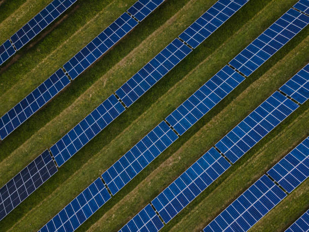 istock Solar panels, aerial view. Carbon neutrality. 1517909677