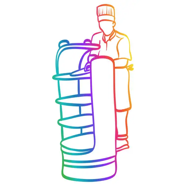 Vector illustration of Loading Robot Server Rainbow