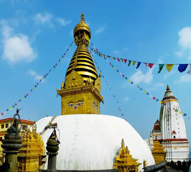 Swayambhunath - ancient Buddhist temple on the top of the hill in Kathmandu, Nepal