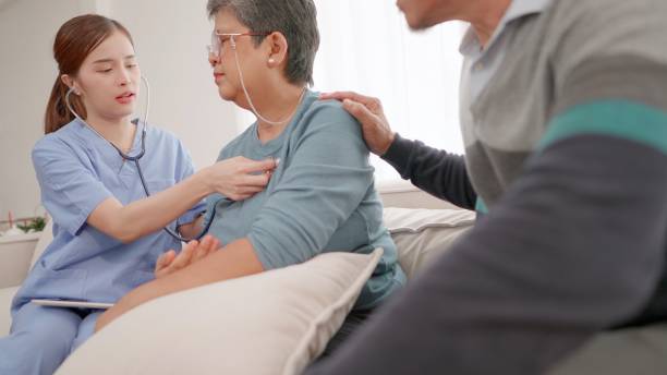 istock Doctors use stethoscopes to examine the respiratory system and consultations with the elderly couple, talking about check-up health or sharing test results using a digital tablet, comforting and encouraging. Concepts of medical treatment, retirement. 1518045804