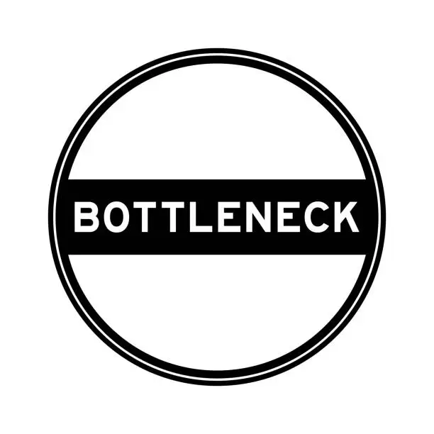 Vector illustration of Black color round seal sticker in word bottleneck on white background