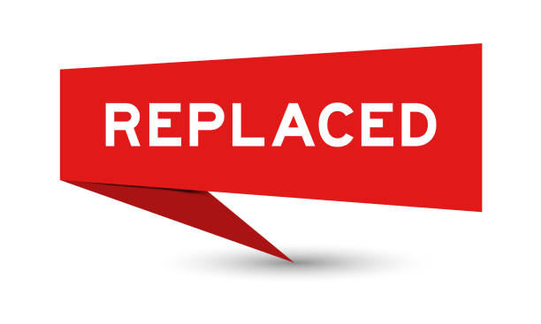 istock Red color speech banner with word replaced on white background 1518055396