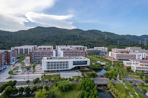 Aerial view of urban office residential complex